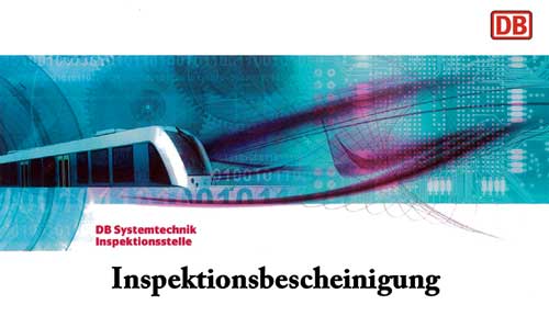Deutsche Bahn Inspektionsbescheinigung
